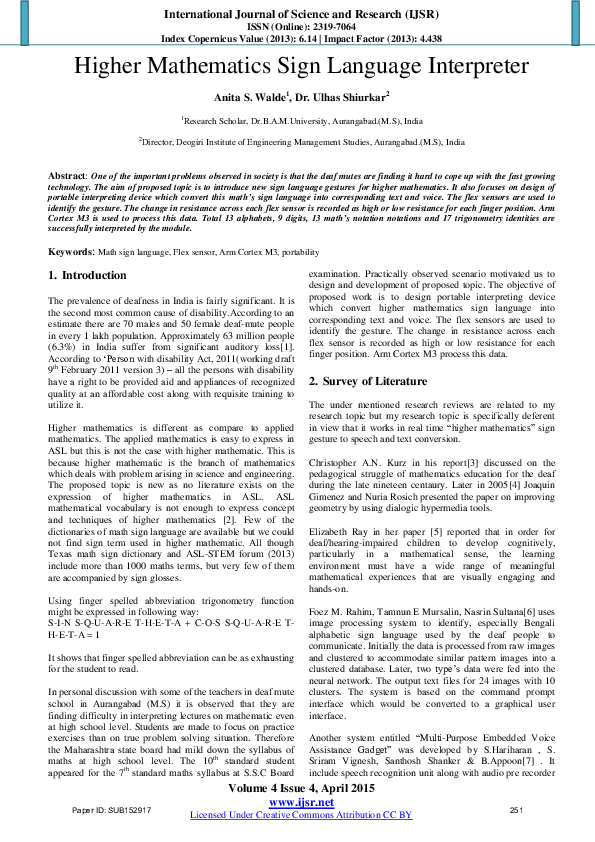 (PDF) Higher Mathematics Sign Language Interpreter