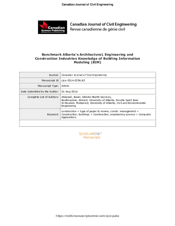(PDF) Benchmark Alberta’s architectural, engineering, and construction ...