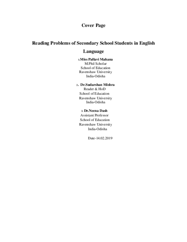  PDF Reading Problems Of Secondary School Students In English Language 
