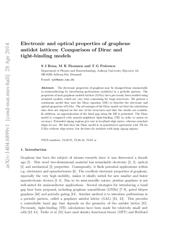 (PDF) Electronic and Optical Properties of Graphene Quantum Dots: The ...