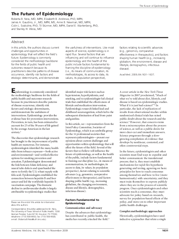 (PDF) The Future of Epidemiology