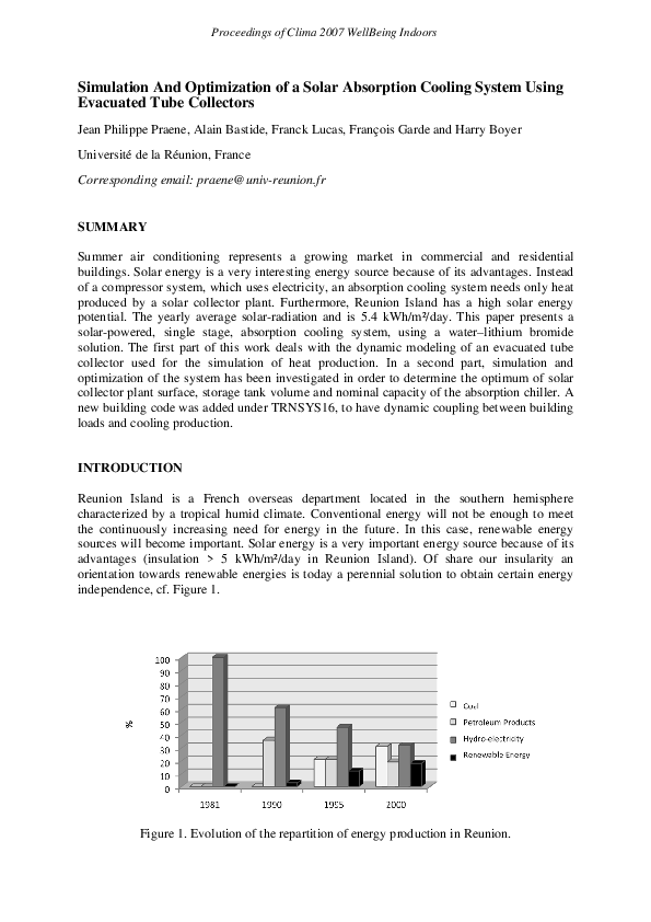(PDF) Simulation And Optimization of a Solar Absorption Cooling System ...