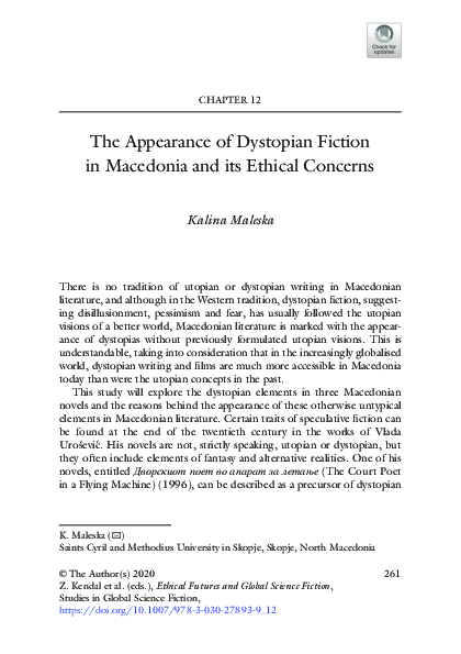 (PDF) The Appearance of Dystopian Fiction in Macedonia and its Ethical ...