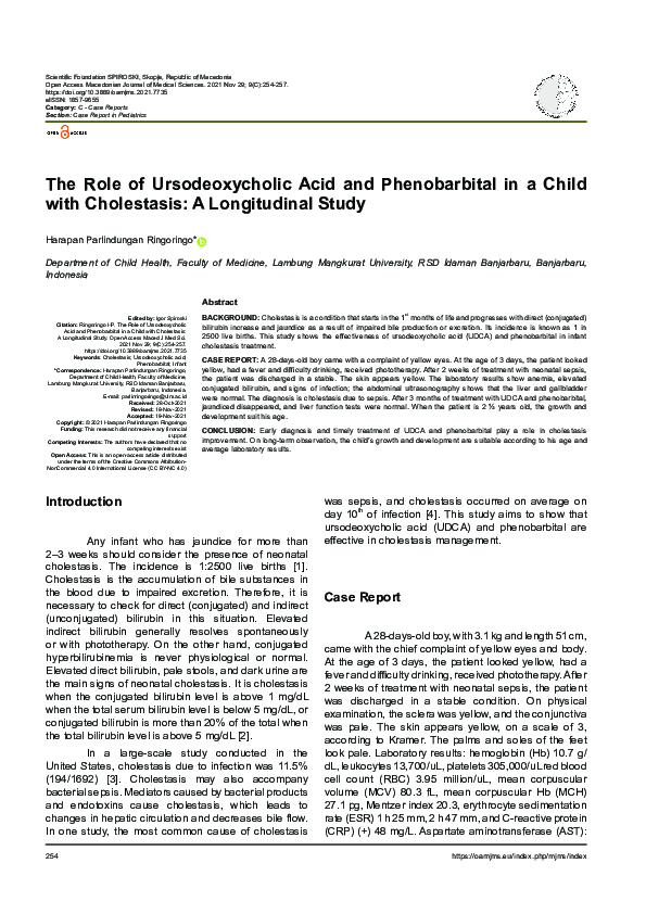 (PDF) The Role of Ursodeoxycholic Acid and Phenobarbital in a Child ...
