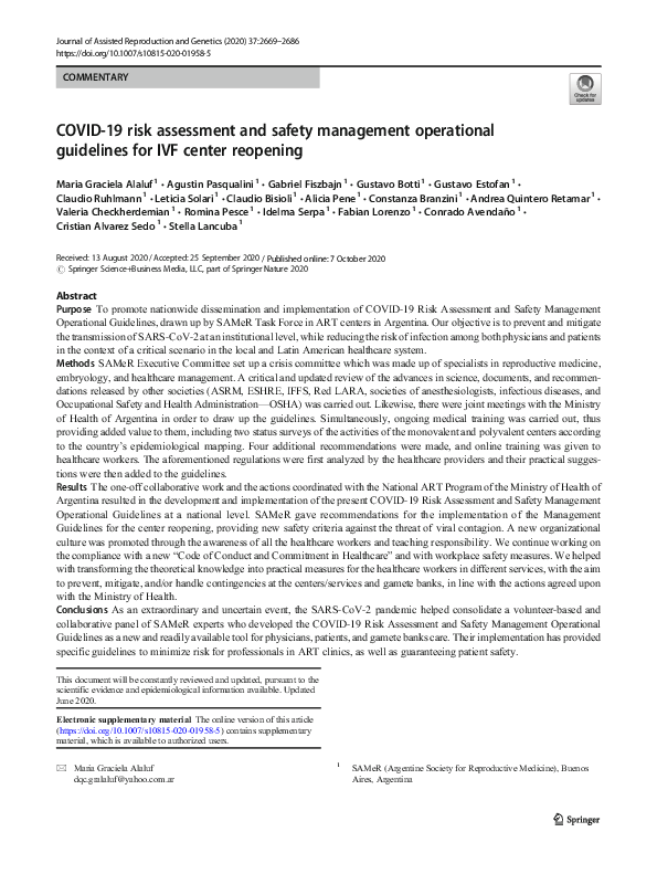 (PDF) COVID-19 risk assessment and safety management operational ...