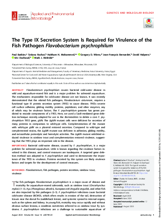 (PDF) The Type IX Secretion System Is Required for Virulence of the ...
