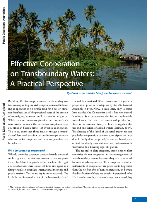 (PDF) Effective cooperation on transboundary waters : a practical ...