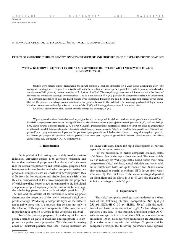 (PDF) Effect Of Cathodic Current Density on Microstructure and ...