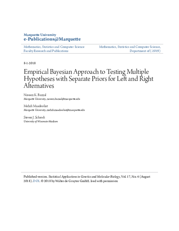 (PDF) Empirical Bayesian approach to testing multiple hypotheses with ...