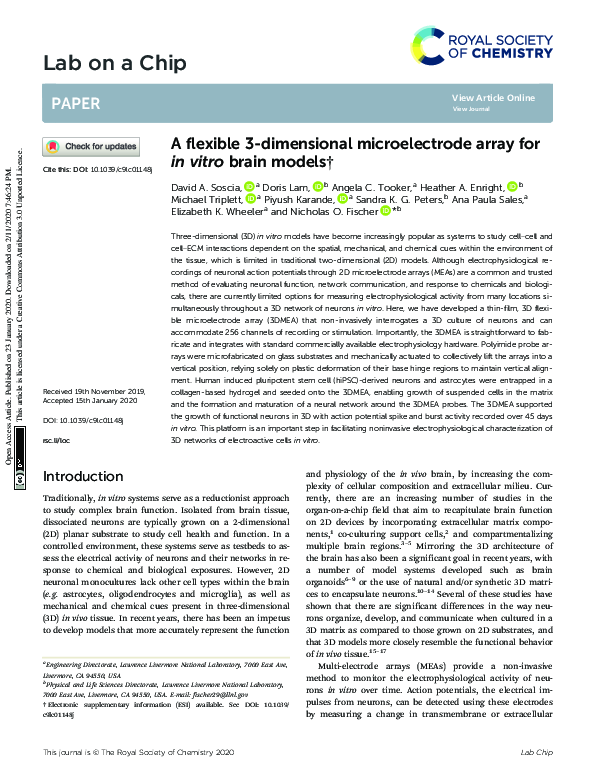 (PDF) A flexible 3-dimensional microelectrode array for in vitro brain ...