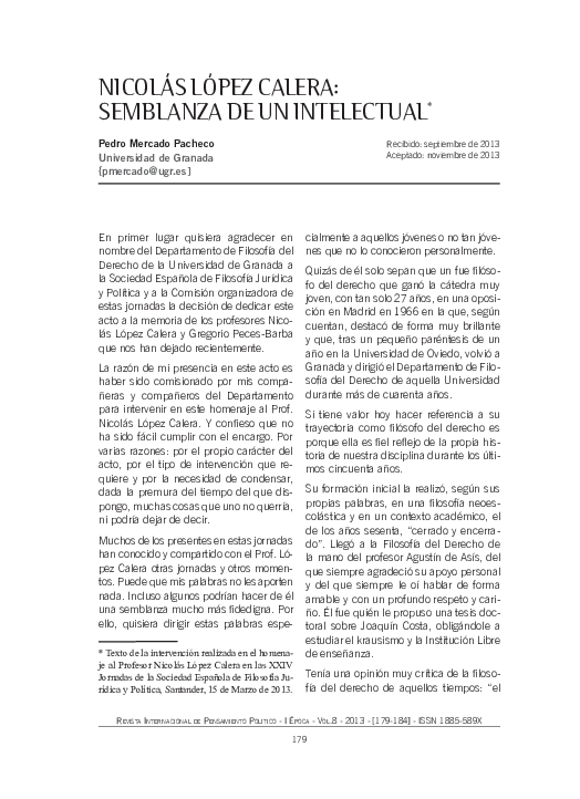 (PDF) Nicolás López Calera Semblanza De Un Intelectual