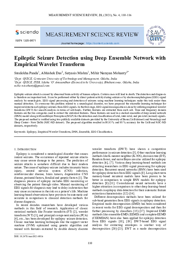 (PDF) Epileptic Seizure Detection using Deep Ensemble Network with ...