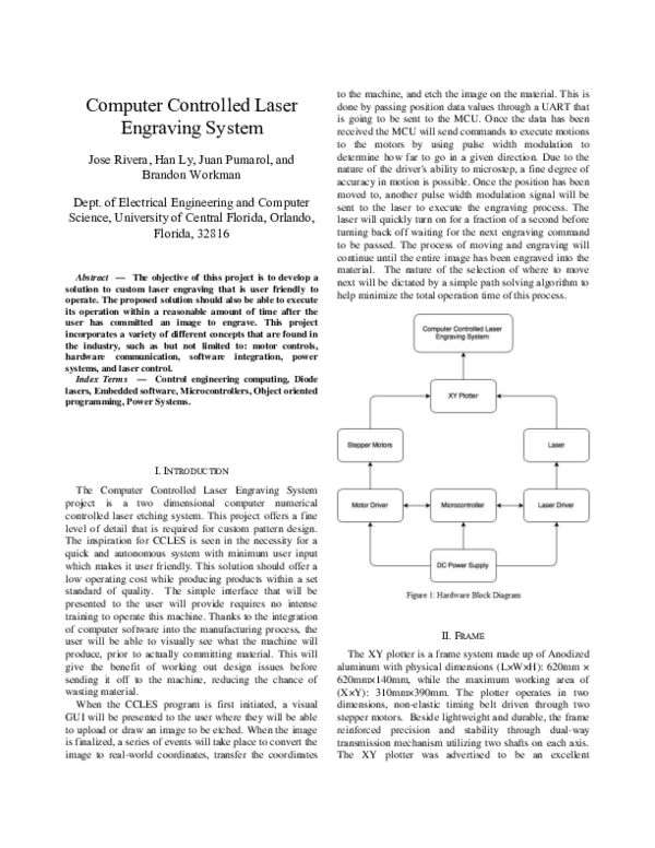 (PDF) Computer Controlled Laser Engraving System