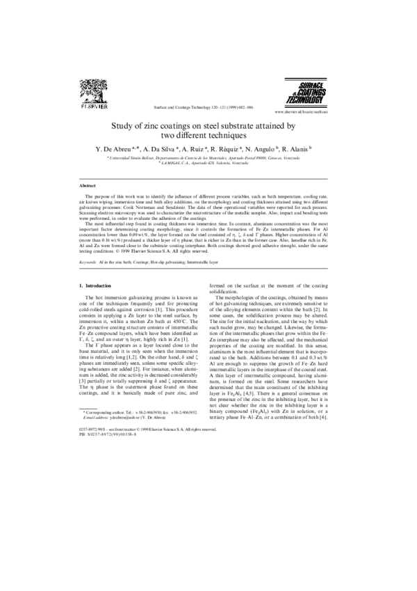 (PDF) Study of zinc coatings on steel substrate attained by two