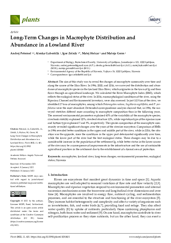 (PDF) Long-Term Changes in Macrophyte Distribution and Abundance in a ...
