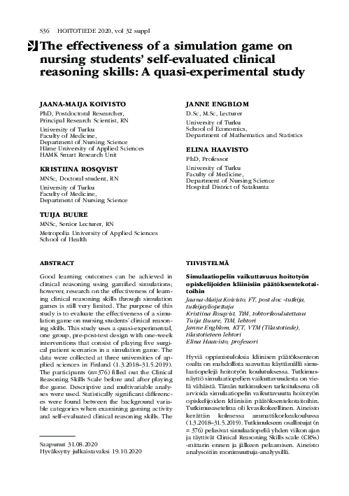 (PDF) The effectiveness of a simulation game on nursing students’ self ...