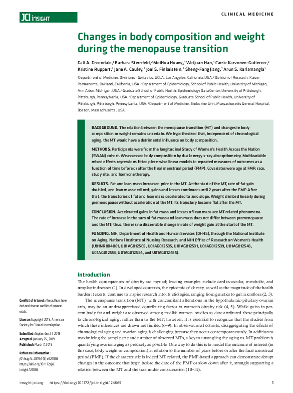 (PDF) Changes in body composition and weight during the menopause ...