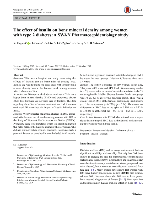 (PDF) The effect of insulin on bone mineral density among women with ...