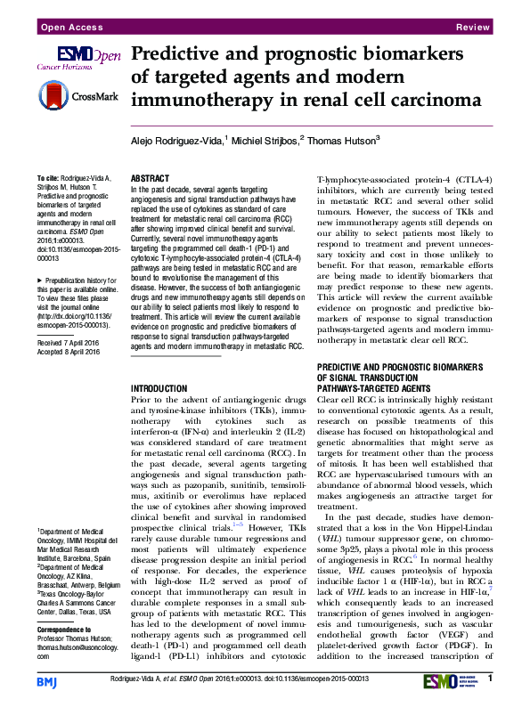 (PDF) Predictive and prognostic biomarkers of targeted agents and ...