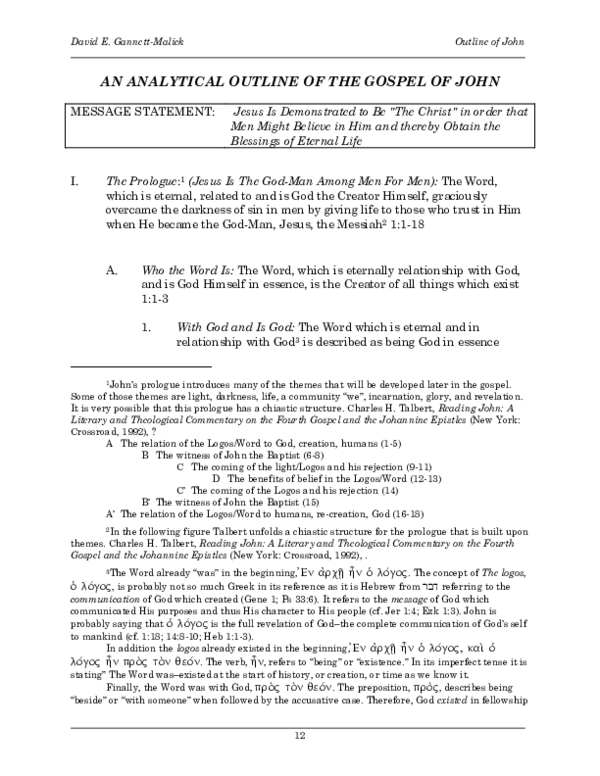 Gospel Of John Outline