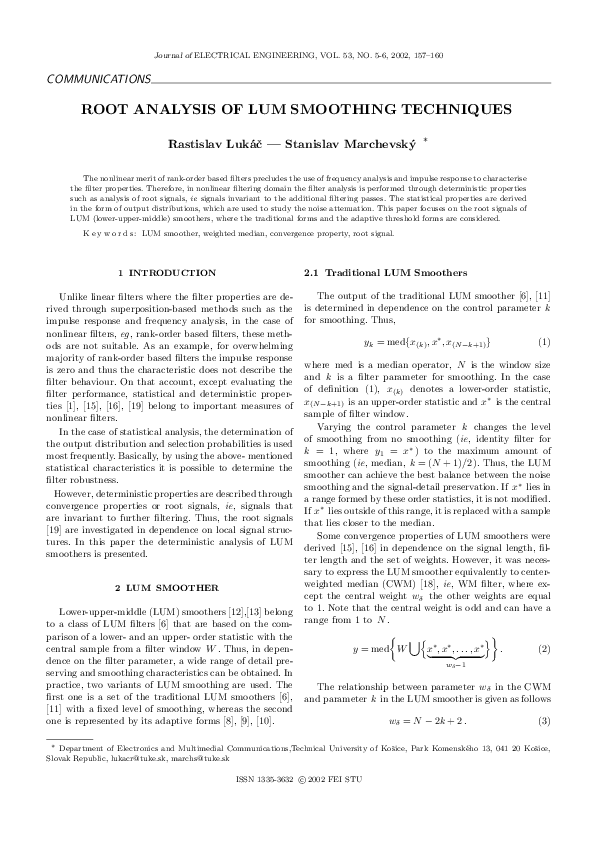 (PDF) Root Analysis of Lum Smoothing Techniques