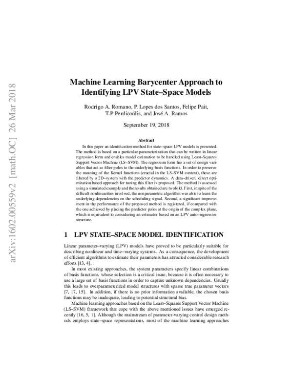 (PDF) Machine learning barycenter approach to identifying LPV state ...