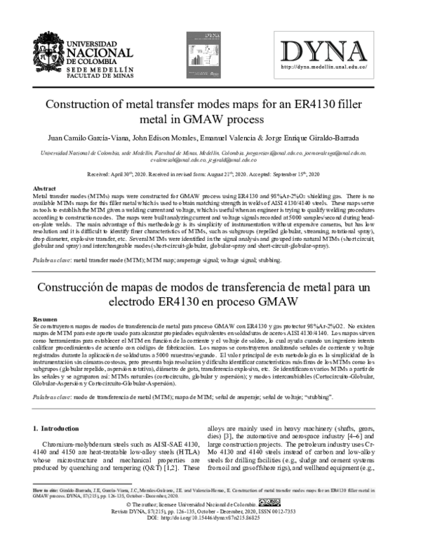 (PDF) Construction of metal transfer modes maps for an ER4130 filler ...