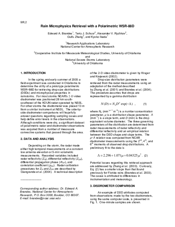 (PDF) Rain Microphysics Retrieval with a Polarimetric WSR-88D