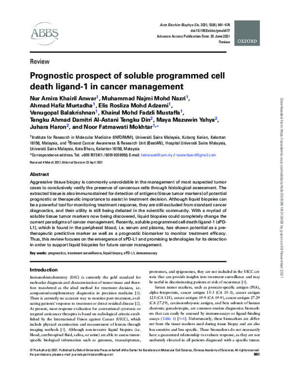 (PDF) Prognostic prospect of soluble programmed cell death ligand-1 in ...