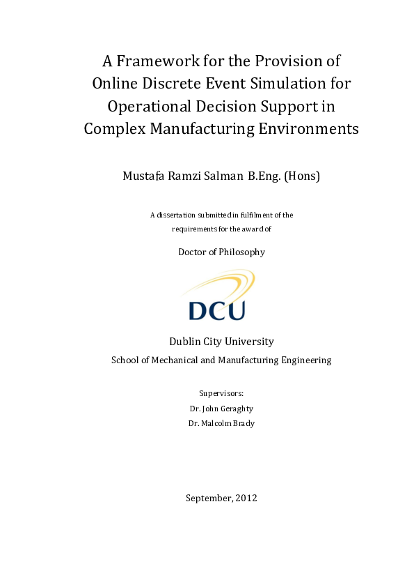 (PDF) A framework for the provision of online discrete event simulation ...
