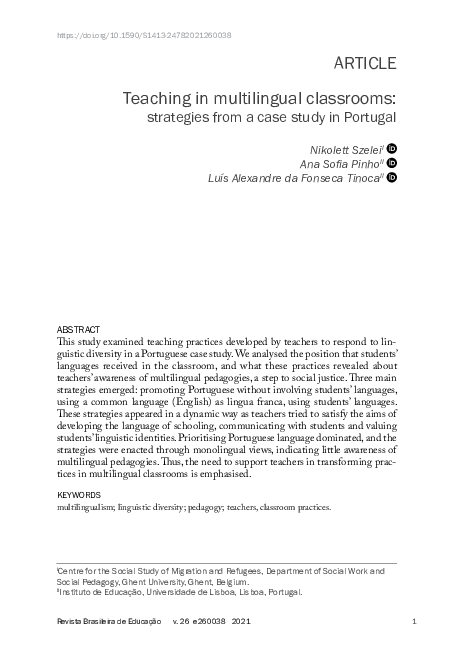 (PDF) Teaching in multilingual classrooms: strategies from a case study ...