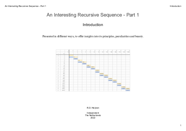 (PDF) An Interesting Recursive Sequence - Part 1: Introduction