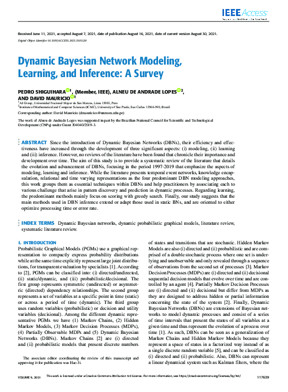 (PDF) Dynamic Bayesian Network Modeling, Learning, and Inference: A Survey