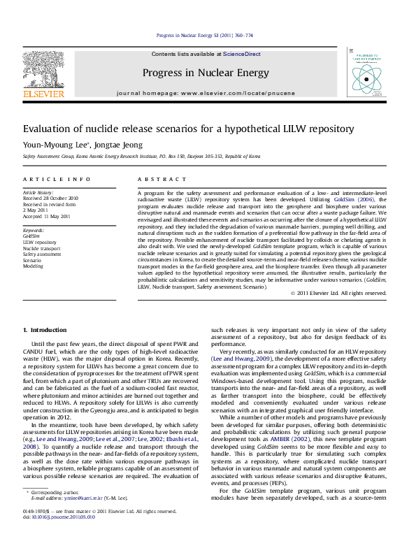 (PDF) Evaluation of nuclide release scenarios for a hypothetical LILW ...