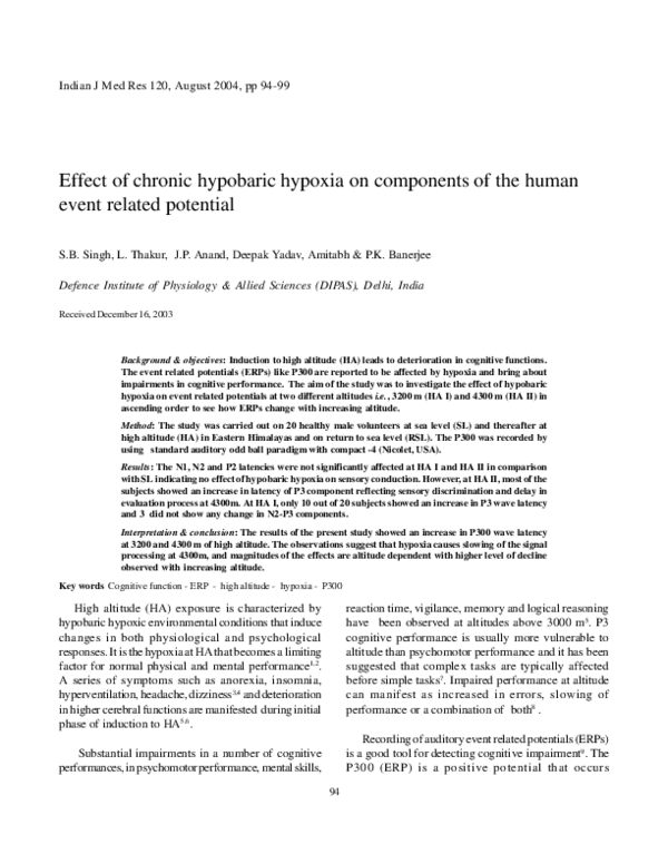 (PDF) Effect of chronic hypobaric hypoxia on components of the human ...