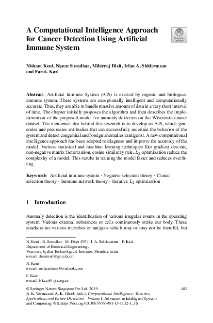 (PDF) A Computational Intelligence Approach for Cancer Detection Using ...