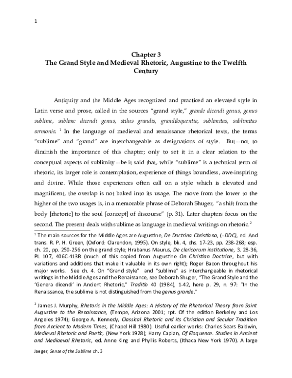 (DOC) Chapter 3 The Grand Style and Medieval Rhetoric, Augustine to the ...