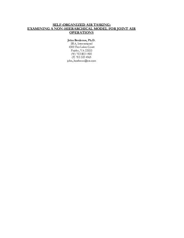(PDF) Self-Organized Air Tasking: Examining a Non-Hierarchical Model ...