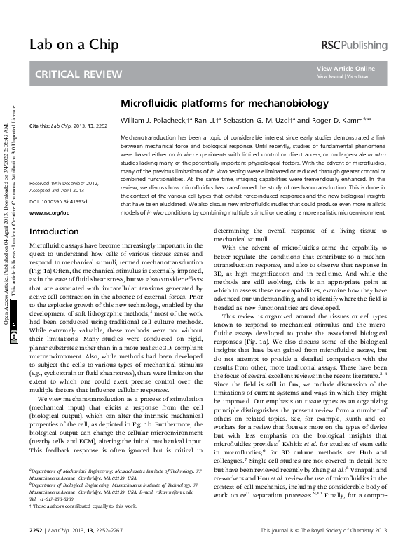 (PDF) Microfluidic platforms for mechanobiology