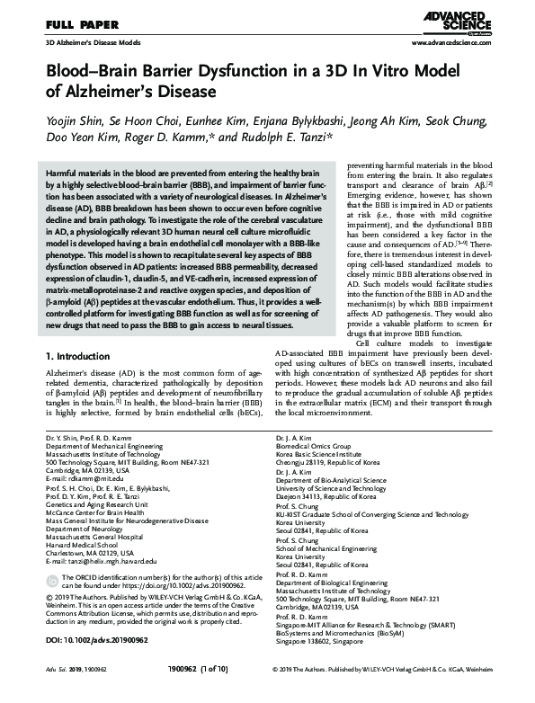 (PDF) Blood–Brain Barrier Dysfunction in a 3D In Vitro Model of ...