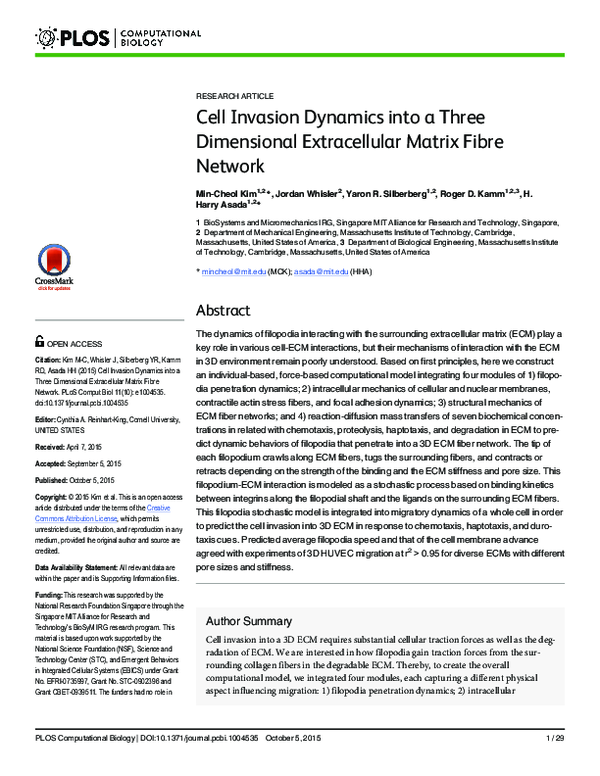 (PDF) Cell Invasion Dynamics into a Three Dimensional Extracellular ...