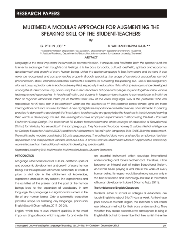 (PDF) Multimedia Modular Approach for Augmenting the Speaking Skill of ...