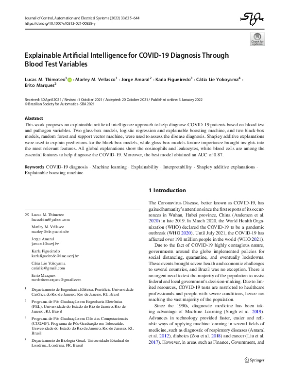 (PDF) Explainable Artificial Intelligence for COVID-19 Diagnosis ...