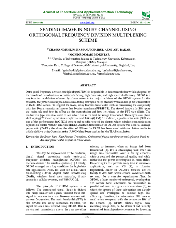 (PDF) Sending image in noisy channel using orthogonal frequency ...