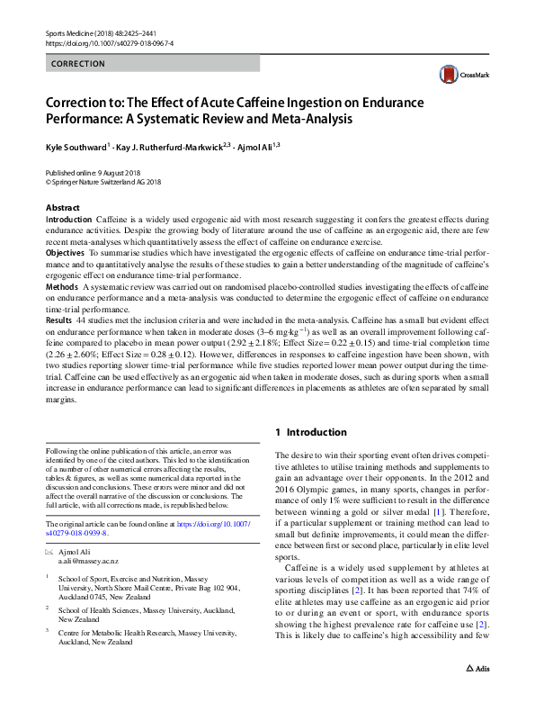 (PDF) Correction to: The Effect of Acute Caffeine Ingestion on ...