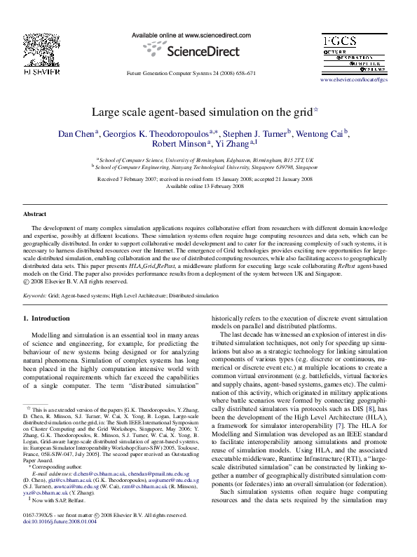 (PDF) Large scale agent-based simulation on the grid