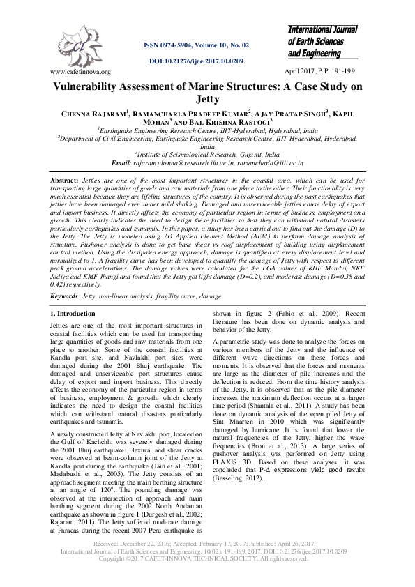 (PDF) Vulnerability Assessment Of Marine Structures: A Case Study On Jetty