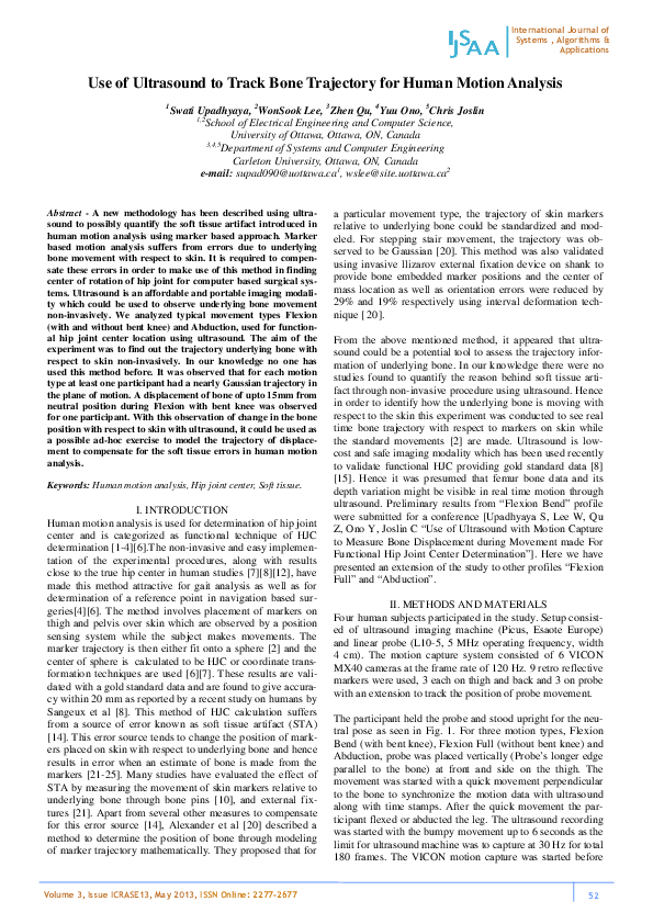 (PDF) Use of Ultrasound to Track Bone Trajectory for Human Motion Analysis