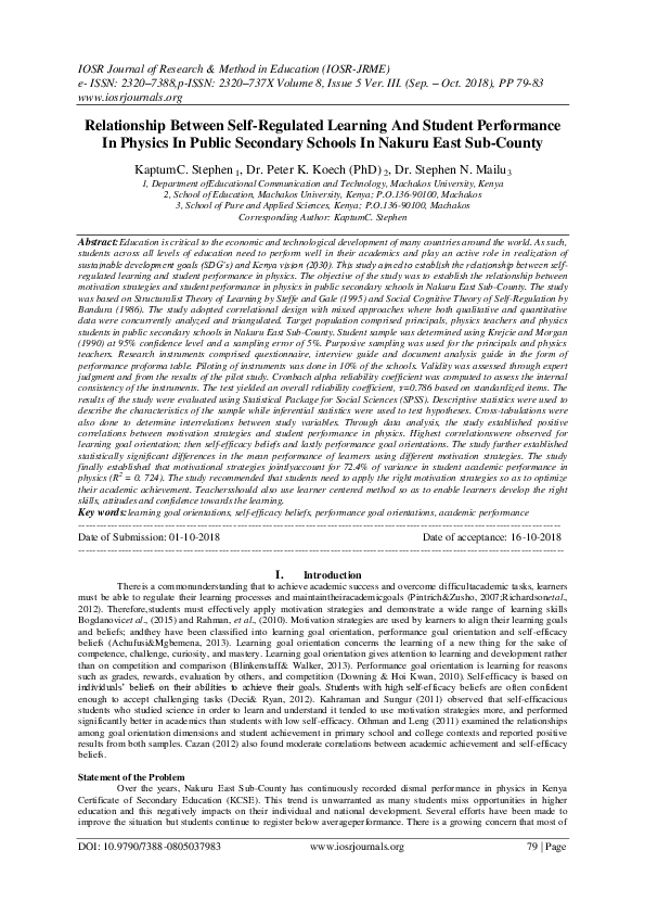 (PDF) Relationship Between Self-Regulated Learning And Student ...