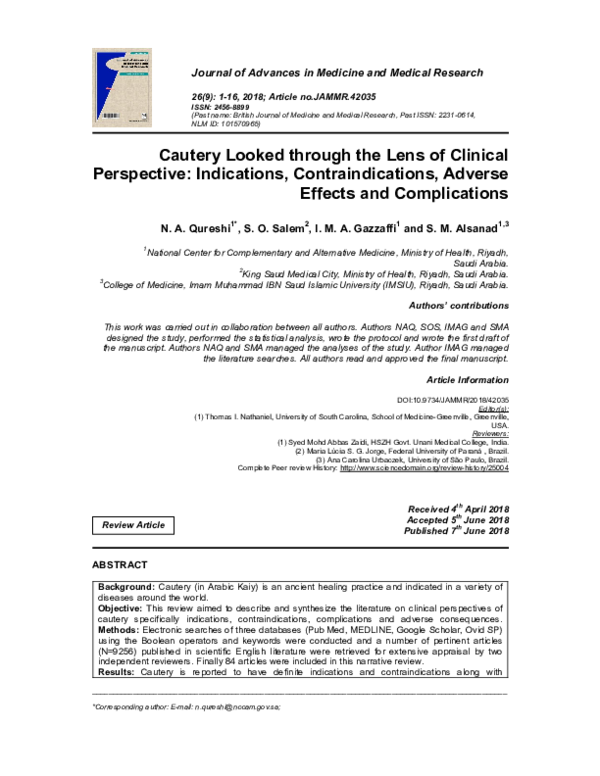 (PDF) Cautery Looked through the Lens of Clinical Perspective